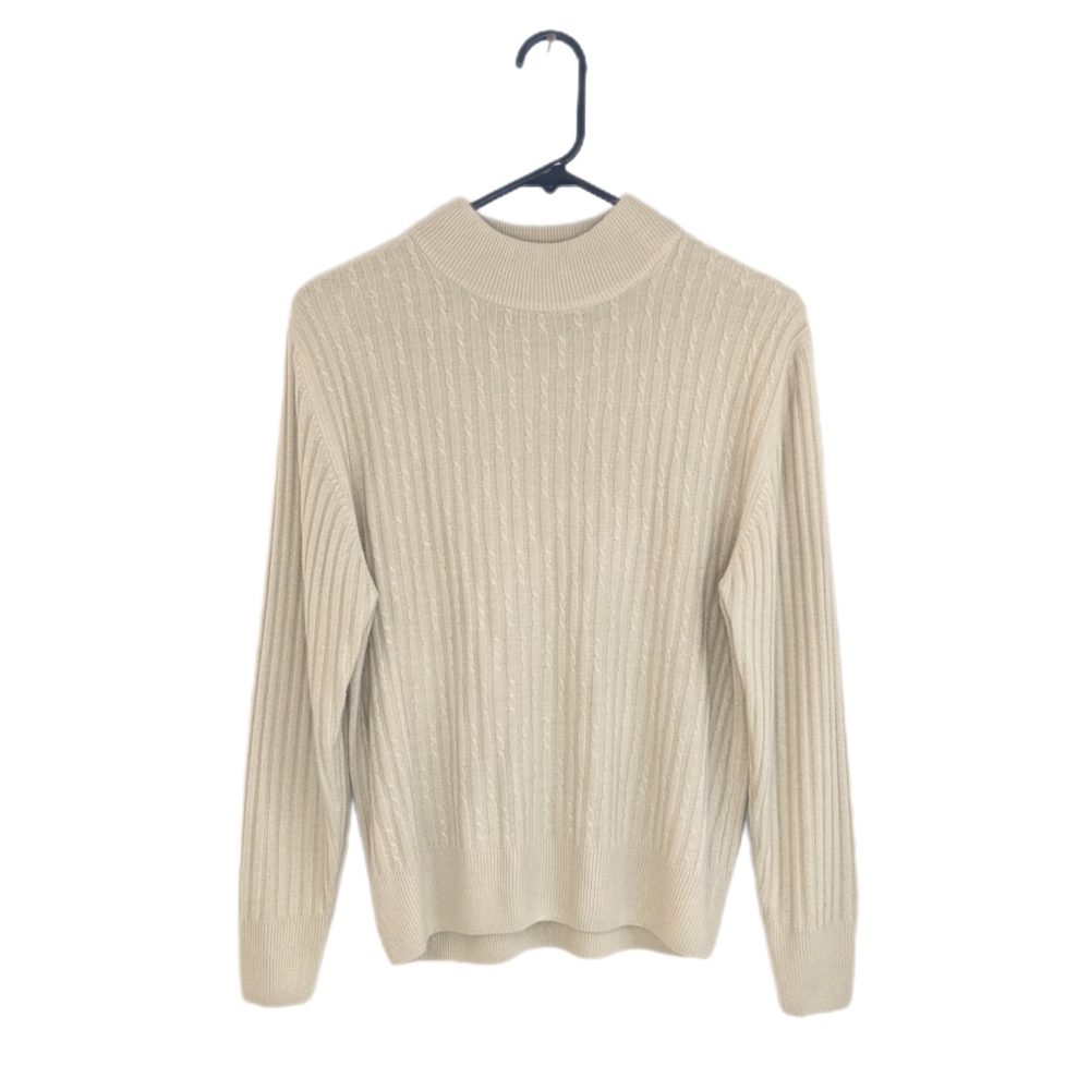 Vintage 90s Mock Neck Cable Knit/Ribbed Textured Slouchy Fit Chic Sweater